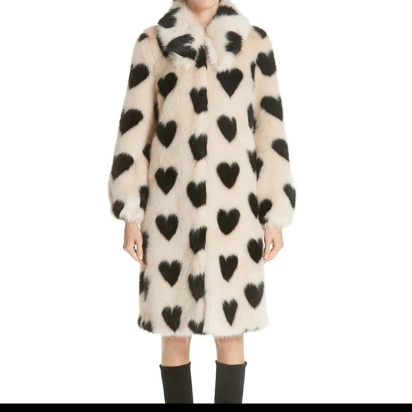 Marseille Pari Black Hearts Faux Fur Lux Driving Midi Coat In Honey - Picture 4 of 8